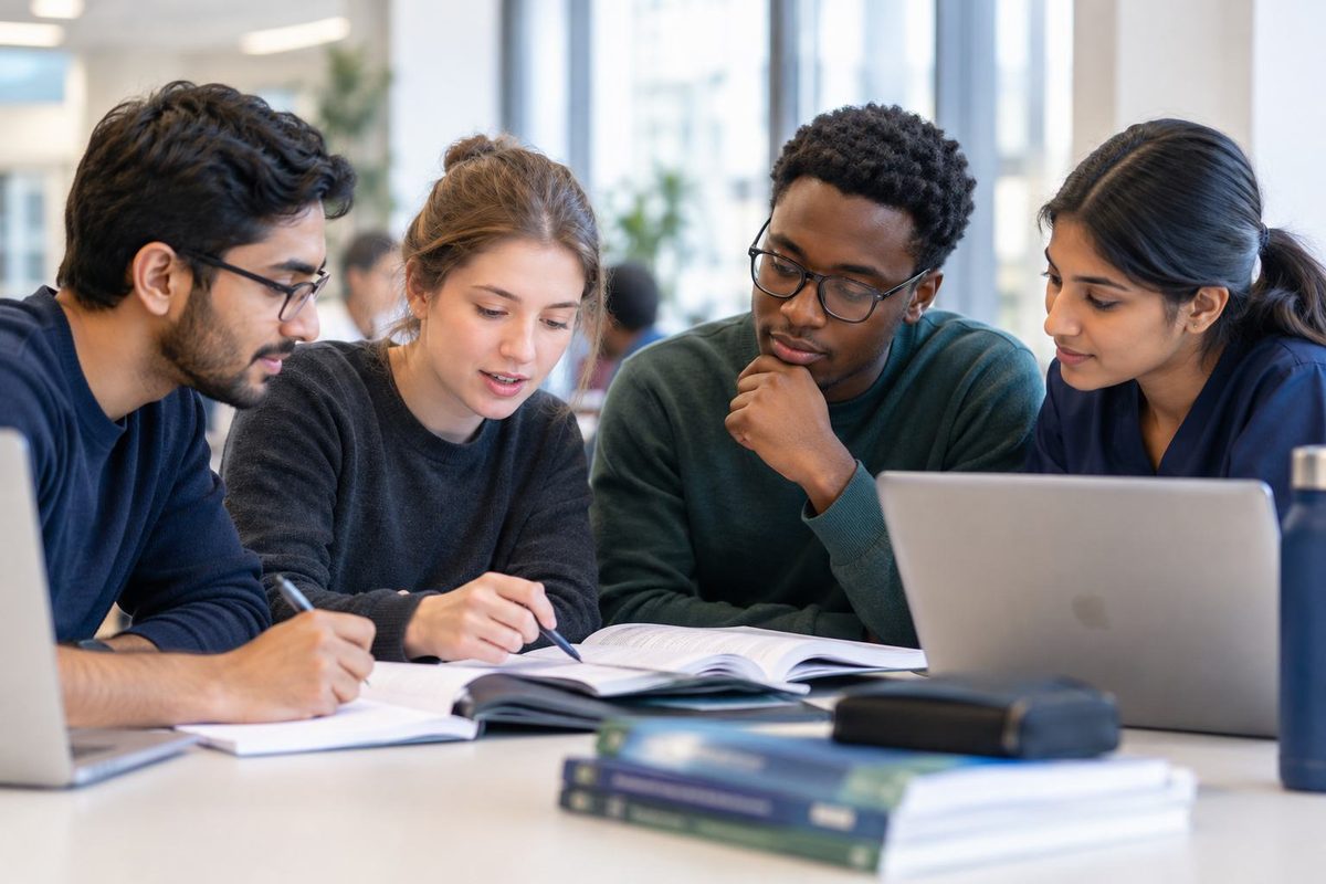 Medical students revising together