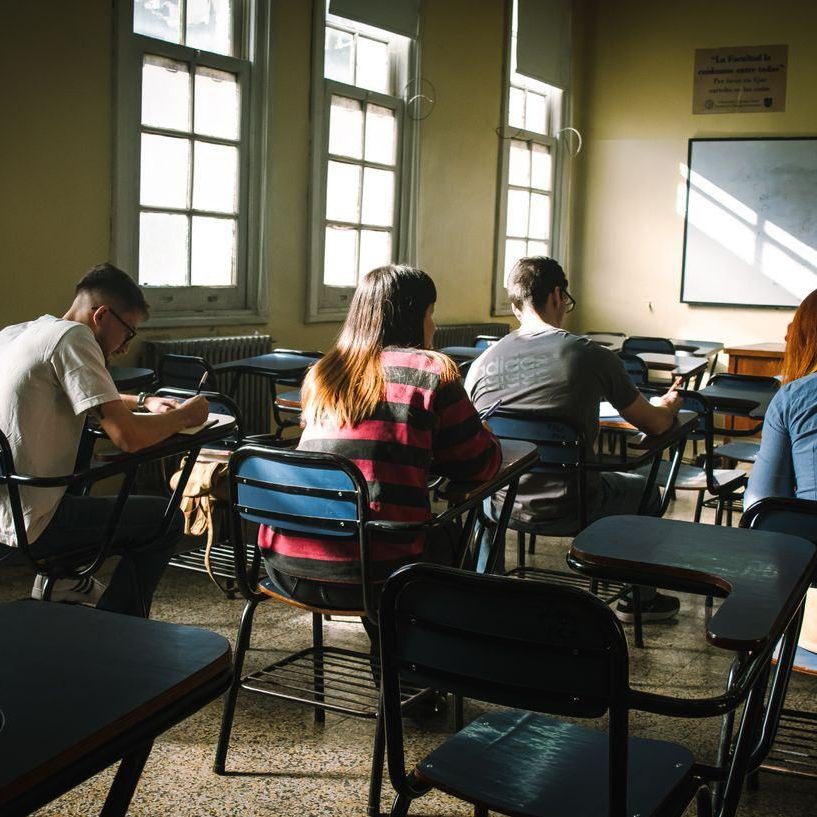 Candidates sitting a written exam